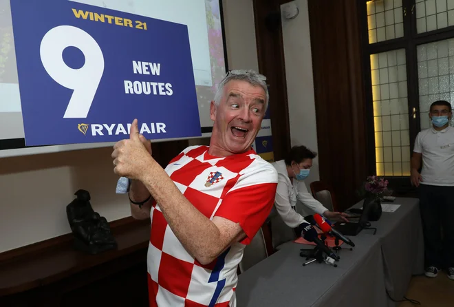 Glavni izvršni direktor Ryanaira Michael O&#39;Leary je ta teden na novinarski konferenci v Zagrebu napovedal širitev irskega prevoznika na hrvaškem letališču. FOTO: Damjan Tadić/Cropix