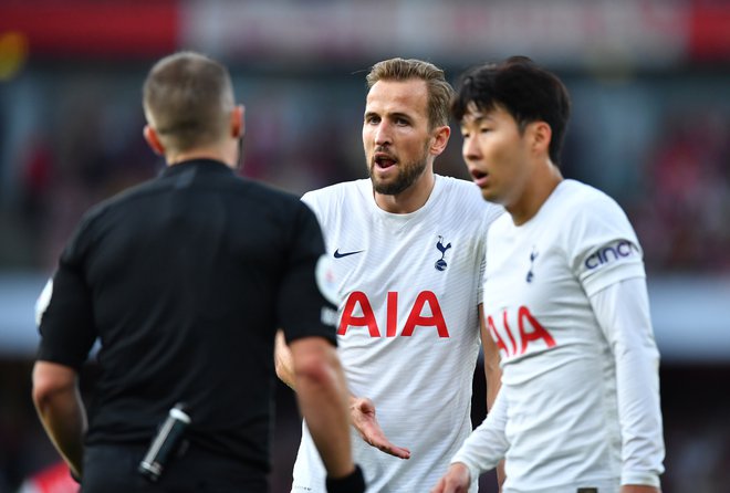 Tottenhamova zvezdnika in napadalca Harry Kane in Son Heung-min sta skupaj vredna krepko preko 200 milijonov evrov in sta lačna golov. FOTO: Dylan Martinez/Reuters