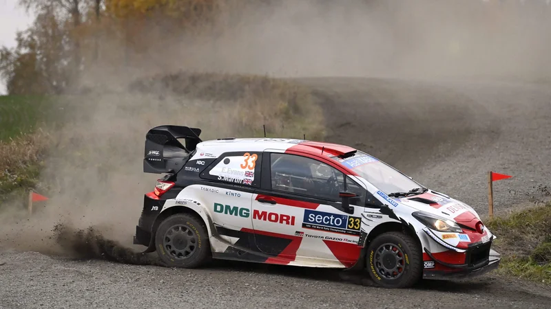 Fotografija: Elfyn Evans si je pridirkal drugo letošnjo in skupno peto zmago na relijih za svetovno prvenstvo. FOTO: Jussi Nukari/AFP