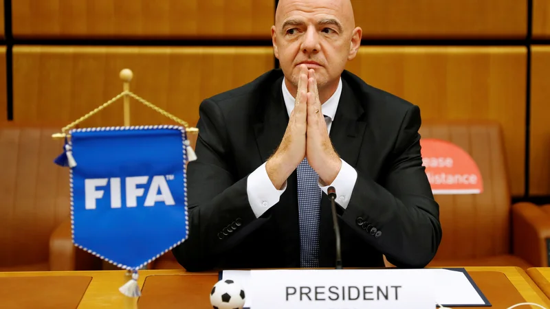 Fotografija: Predsednik Fife Gianni Infantino. FOTO: Leonhard Foeger/Reuters