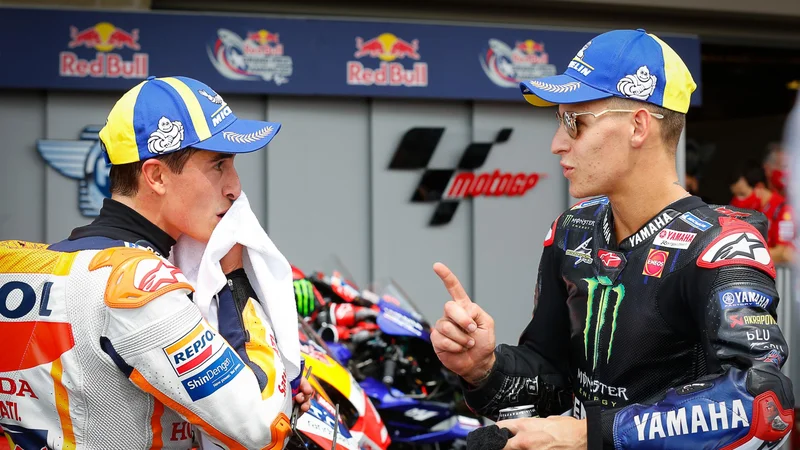 Marc Marquez (levo) se počuti v ZDA kot doma, zato mu Fabio Quartararo (desno) ni bil kos. FOTO: MotoGP