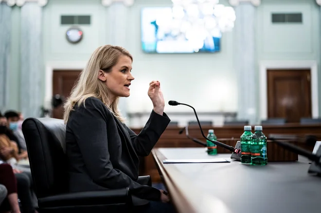Frances Haugen je dejala, da je bil v njeni karieri Facebook najmanj etični delodajalec. FOTO: Reuters