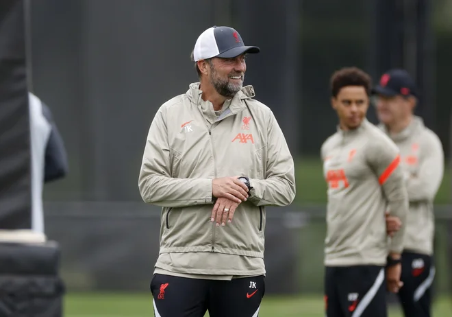 Jürgen Klopp (na fotografiji) med treningom v klubskem centru v Melwoodu. FOTO: Phil Noble/Reuters