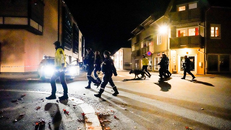 Fotografija: Policisti na kraju dogodka. FOTO: Hakon Mosvold Larsen/AFP
