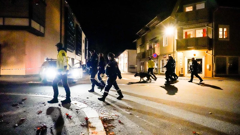 Fotografija: Policisti na kraju dogodka. FOTO: Hakon Mosvold Larsen/AFP