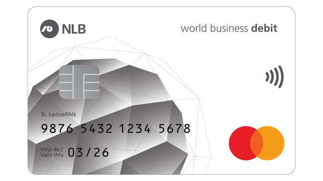 NLB Poslovna debetna kartica Mastercard World.

