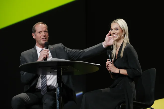 Christian Prudhomme in Marion Rousse. FOTO: Gonzalo Fuentes/Reuters
