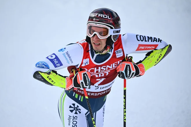 Takole se je Žan Kranjec po finalu prejšnje sezone v Švici že ozrl k olimpijski zimi. FOTO: Fabrice Coffrini/AFP
