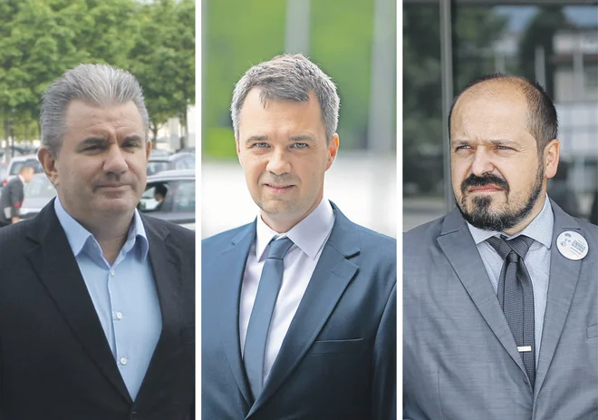 Ministri, ki so se zapletli v afere: okoljski Andrej Vizjak, pravosodni Marjan Dikaučič in zdravstveni Janez Poklukar. FOTO: Delo
