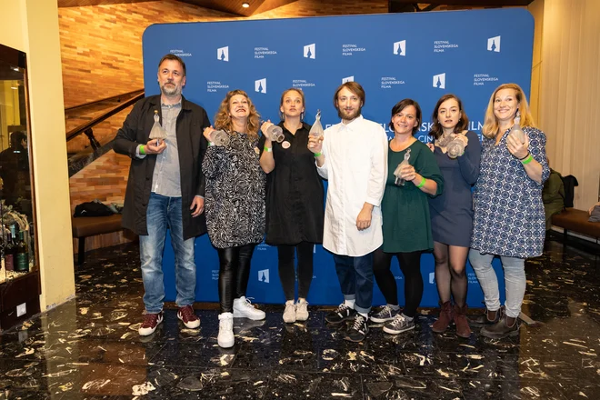 Ekipa filma Prasica, ki je bil izbran za najboljši slovenski film v na FSF. Foto Koka Press, Katja Kodba
