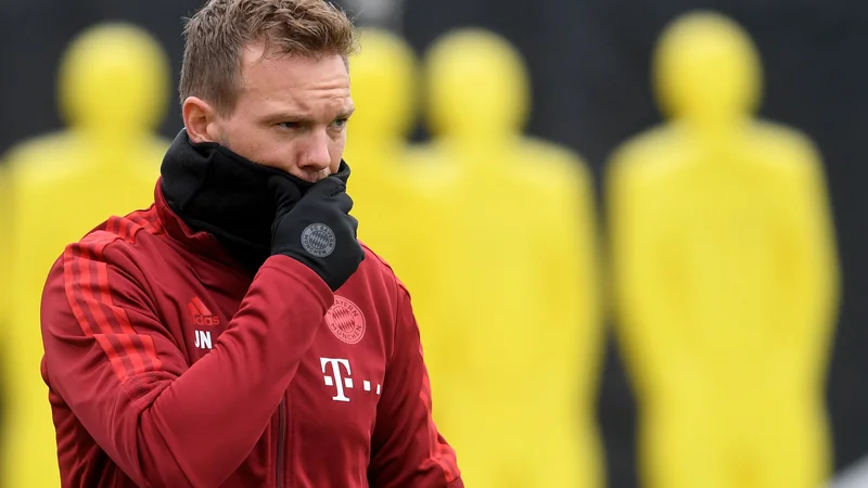 Fotografija: Julian Nagelsmann (na fotografiji) med torkovim treningom v Münchnu. FOTO: Christof Stache/AFP