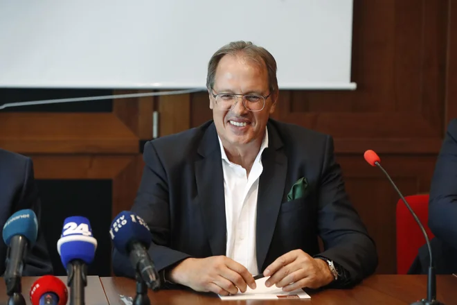 Nemški poslovnež Adam Delius je Olimpijino pot začel, kako pomenljivo, brez Ljubljančanov med glavnimi športnimi sodelavci. FOTO:&nbsp;Leon Vidic/Delo
