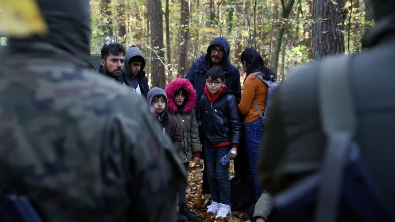Fotografija: Na poljsko-beloruski meji so zajeli skupino iraških beguncev. Največ ljudi, ki beži prek Belorusije v EU, prihaja iz Iraka. FOTO: Kacper Pempel/Reuters