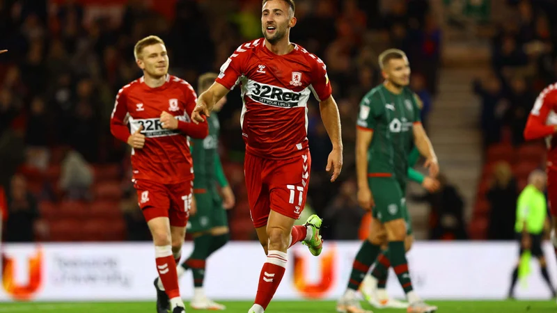 Andraž Šporar igra vse bolje v angleškem prvenstvu. FOTO: Andrew Varley/Facebook Middlesbrough
