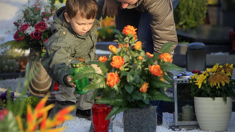 Fotografija: Ob tem, ko se tudi pri nas vse bolj uveljavlja raztros pokojnikovega pepela, je na voljo manj prostora za krašenje s svečami in cvetjem, saj vsak grob nima več svoje parcele. FOTO: Leon Vidic/Delo
