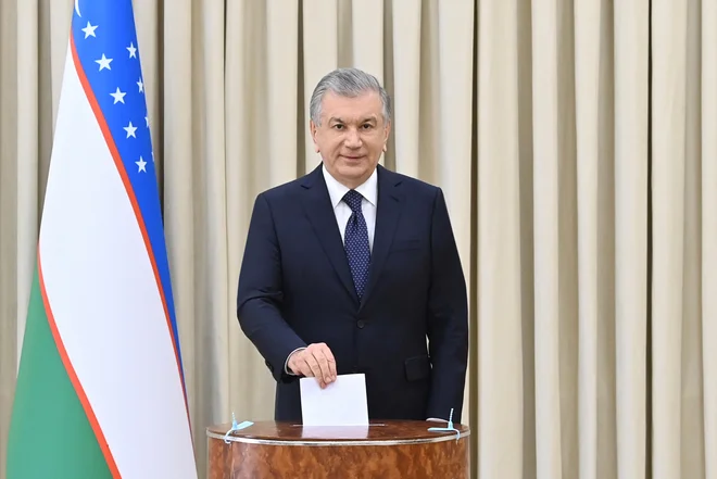 Na nedeljskih volitvah je bil za predsednika države ponovno izvoljen Šavkat Mirzijojev. FOTO: Urad predsednika Uzbekistana/Reuters