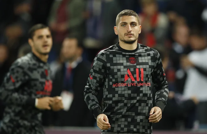 Marco Verratti je pred časom počival zaradi težav s kolenom, zdaj ima poškodovan kolk. FOTO: Gonzalo Fuentes/Reuters
