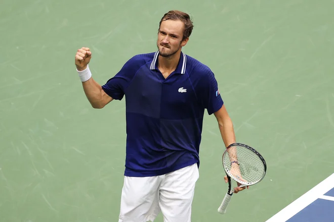 Daniil Medvedev med septembrskim turnirjem v New Yorku. FOTO: Elsa/AFP
