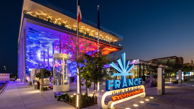 Fotografija: Francoski paviljon na Expu v Dubaju. FOTO: Suneesh Sudhakaran/Expo 2020 Dubai
