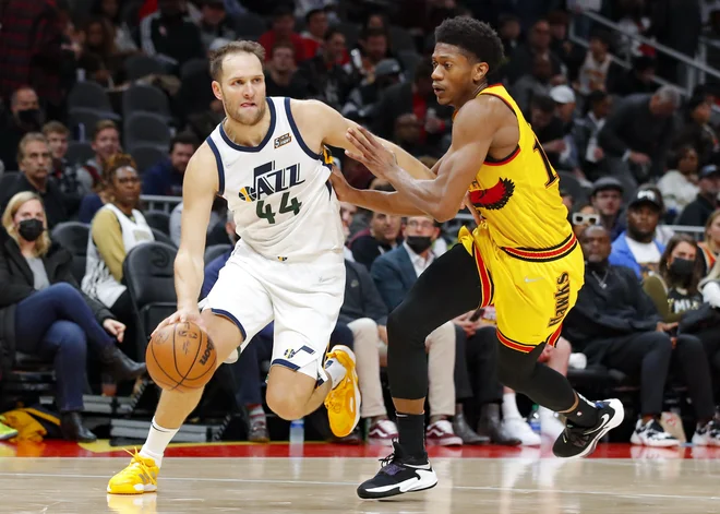 Bojan Bogdanović se je izkazal s 23 točkami za Utah.&nbsp;FOTO:&nbsp;Todd Kirkland/AFP
