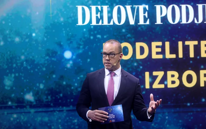 Projekt Delove podjetniške zvezde nam je blizu, ker poveličuje uspehe malih in srednjih podjetij, je povedal Luka Podlogar, predsednik uprave Generalija Investments, ki je že štiri leta pokrovitelj projekta. FOTO: Blaž Samec/Delo
