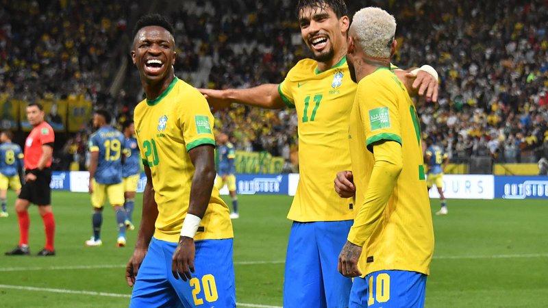 Fotografija: Lucas Paqueta se je veselil odločilnega gola, ki je Brazilce popeljal na SP. FOTO: Nelson Almeida/AFP
