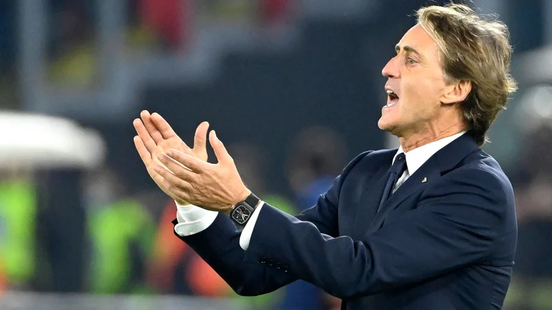 Fotografija: V Rimu, kjer je Roberto Mancini (na fotografiji) letos junija z varovanci začel z izjemnim nizom zmag, ki so Italijanom prinesle evropski naslov, je bilo vzdušje tokrat precej drugačno. FOTO: Alberto Pizzoli/AFP