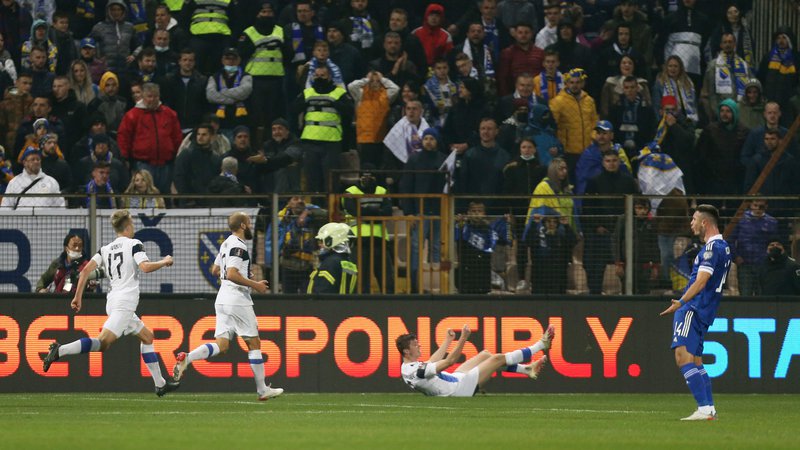 Fotografija: Takole je proslavil tretji finski gol strelec Daniel O'Shaughnessy. FOTO: Dado Ruvić/Reuters
