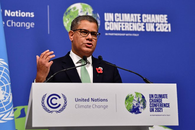 COP26 v Glasgowu je predsedoval britanski državni sekretar Alok Sharma. FOTO: Ben Stansall/AFP
