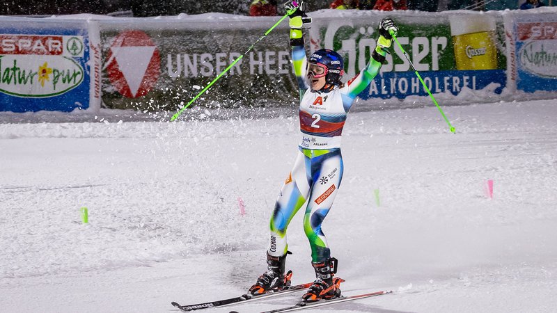 Fotografija: Andreja Slokar, zmagovalka Lecha, bo v soboto in nedeljo slalomirala na Finskem. FOTO: Johann Groder/AFP
