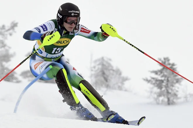 Ana Bucik na poti do 7. mesta v Leviju. FOTO: Jussi Nukari/AFP

