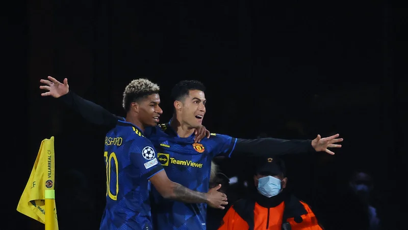Fotografija: Cristiano Ronaldo je svoj strelski rekord v ligi prvakov na štadionu La Ceramica popravil še za en gol. FOTO: Jose Jordan/AFP