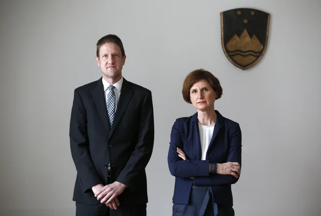 TožilcaTanja Frank Eler in Matej Oštir po zapletih doma danes končno imenovana&nbsp;za slovenska evropska delegirana tožilca za petletni mandat.&nbsp; FOTO: Matej Družnik/Delo
