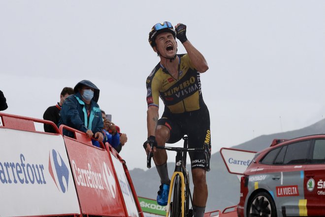 Krik zmage Primoža Rogliča v 17. etapi Vuelte. FOTO: Photogomezsport 
