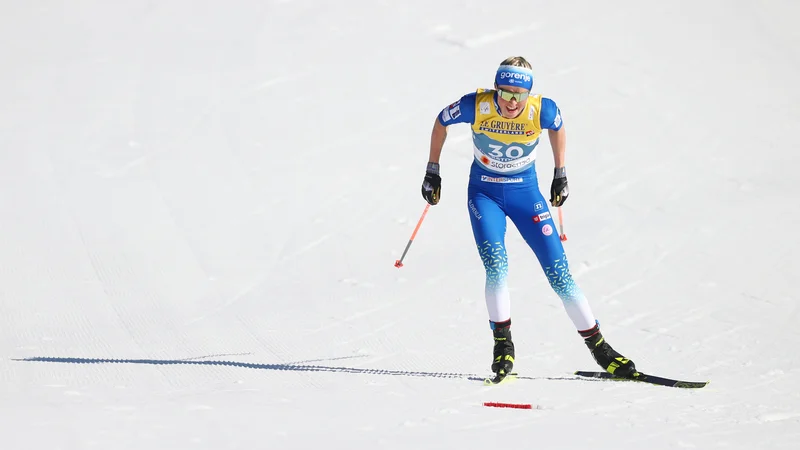 Fotografija: Marca je bilo tudi po zaslugi Anamarije Lampič (na fotografiji) v Oberstdorfu še kako pestro. FOTO: Kai Pfaffenbach/Reuters
