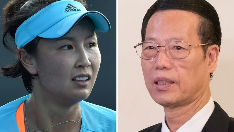 Fotografija: Peng Shuai in nekdanji namestnik kitajskega premierja Zhang Gaoli. FOTO: Paul Crock/AFP