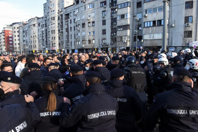 Protest v Beogradu 27. novembra. FOTO: Zorana Jevtic/Reuters
