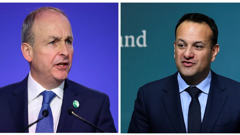 Fotografija: Irski premier Micheál Martin in njegov namestnik Leo Varadkar prihajata iz strank, ki sta nastali iz irskega osamosvojitvenega gibanja. Foto: REUTERS
