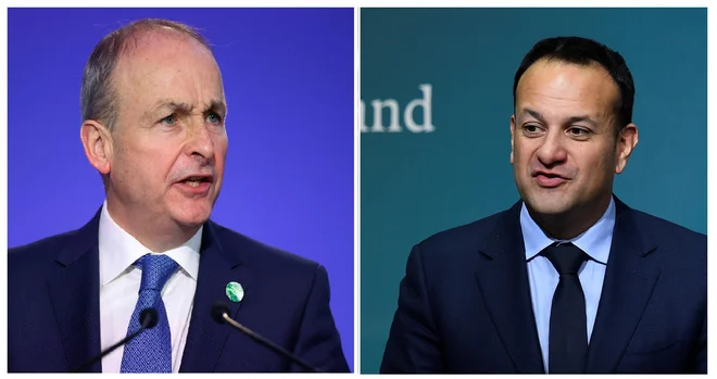 Irski premier Micheál Martin in njegov namestnik Leo Varadkar prihajata iz strank, ki sta nastali iz irskega osamosvojitvenega gibanja. Foto: REUTERS
