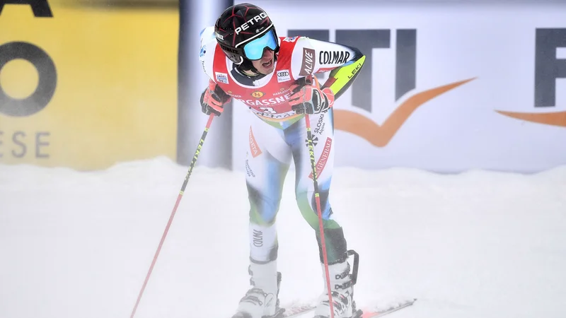 Fotografija: Žan Kranjec je veleslalomsko preizkušnjo končal na 10. mestu. FOTO: Jeff Pachoud/AFP