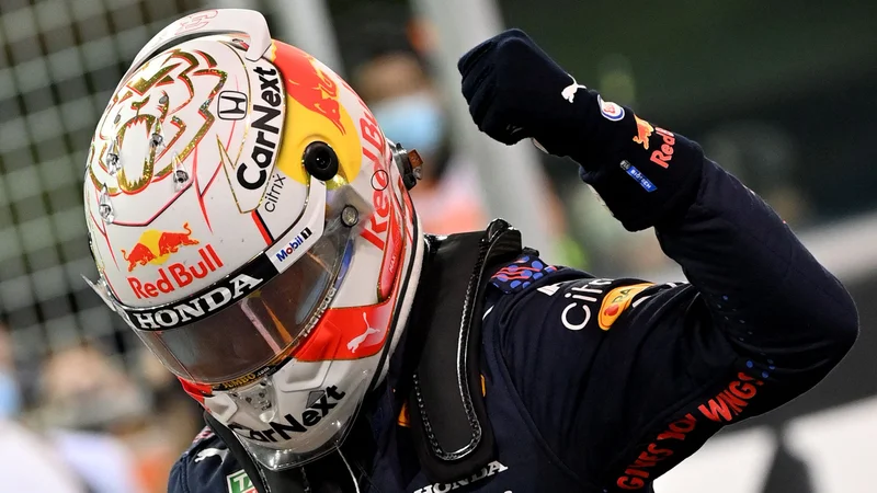 Fotografija: Max Verstappen slavi po dobljenih kvalifikacijah. FOTO: Andrej Isaković/AFP