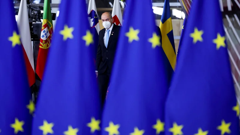 Evropa si bo drugo predsedovanje Slovenije svetu EU zapomnila predvsem po obnašanju premiera Janeza Janše. Foto Kenzo Tribouillard/Reuters