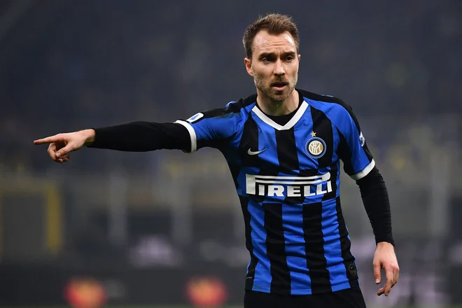 Eriksen je po uvodnih težavah, ko je za Inter začel igrati pod taktirko Antonia Conteja, nanizal nekaj odličnih predstav, nato pa se mu je na poletnem euru 2020 ustavilo srce.&nbsp;FOTO: Marco Bertorello/AFP
