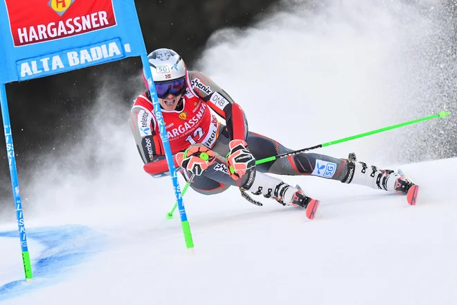 Henrik Kristoffersen je bil v Dolomitih vnovič najhitrejši. FOTO: Tiziana Fabi/AFP
