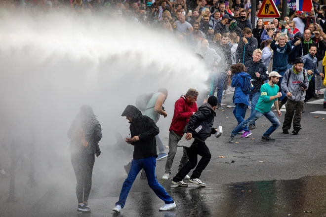Protesti v Ljubljani 5. oktobra 2021 FOTO: Voranc Vogel/Delo