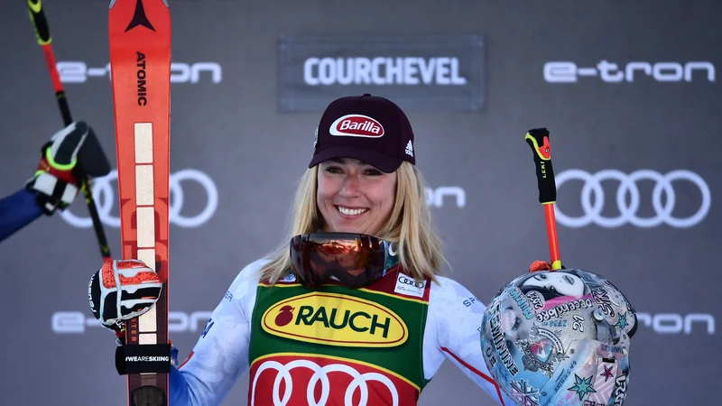 Fotografija: Mikaela Shiffrin je prepričljivo vodilna v razvrstitvi sezone. FOTO: Jeff Pachoud/AFP
