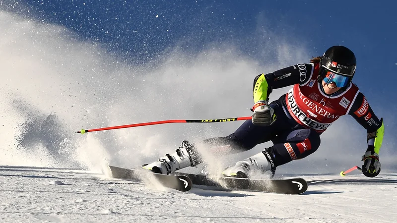 Fotografija: Sara Hector je najbolje opravila s progo v Courchevelu. FOTO: Jeff Pachoud/ AFP
