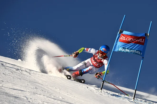 Mikaela Shiffrin ni ponovila brezhibnih včerajšnjih voženj. FOTO: Jeff Pachoud/ AFP
