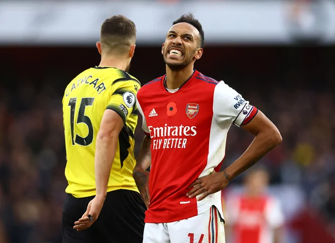 Pierre-Emerick Aubameyang (na fotografiji)&nbsp;je priljubljen med navijači Arsenala, a tudi&nbsp;trener Mikel Arteta ima svoje privržence. FOTO: David Klein/Reuters
