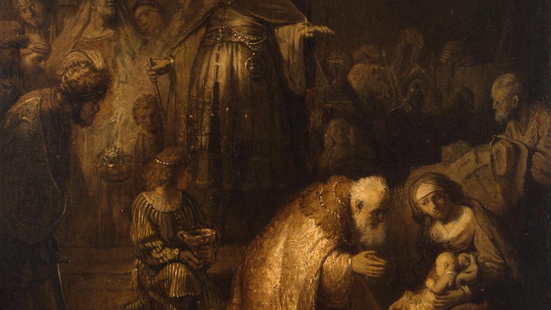 Fotografija: Čeprav je rimska družina menila, da gre za kopijo, se je Poklon treh ­kraljev pokazal za originalno Rembrandtovo delo. FOTO: Wikipedija
